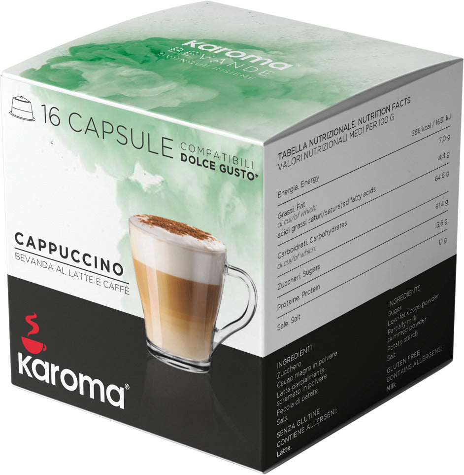 Cápsulas Karoma SABOR CAPUCHINO (compatibles Dolce Gusto) Caja con 16 unidades